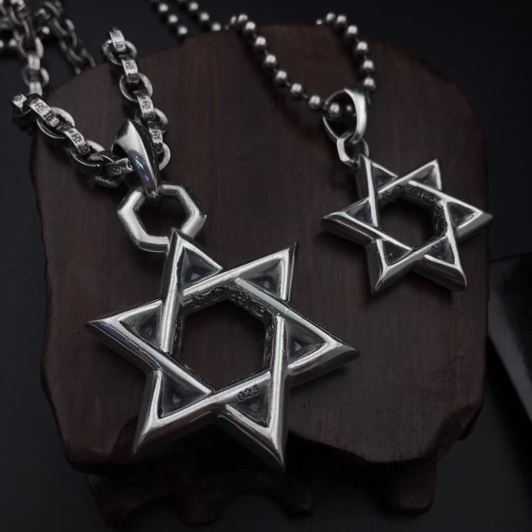 Chrome Hearts Silver Star of David Pendant Necklace